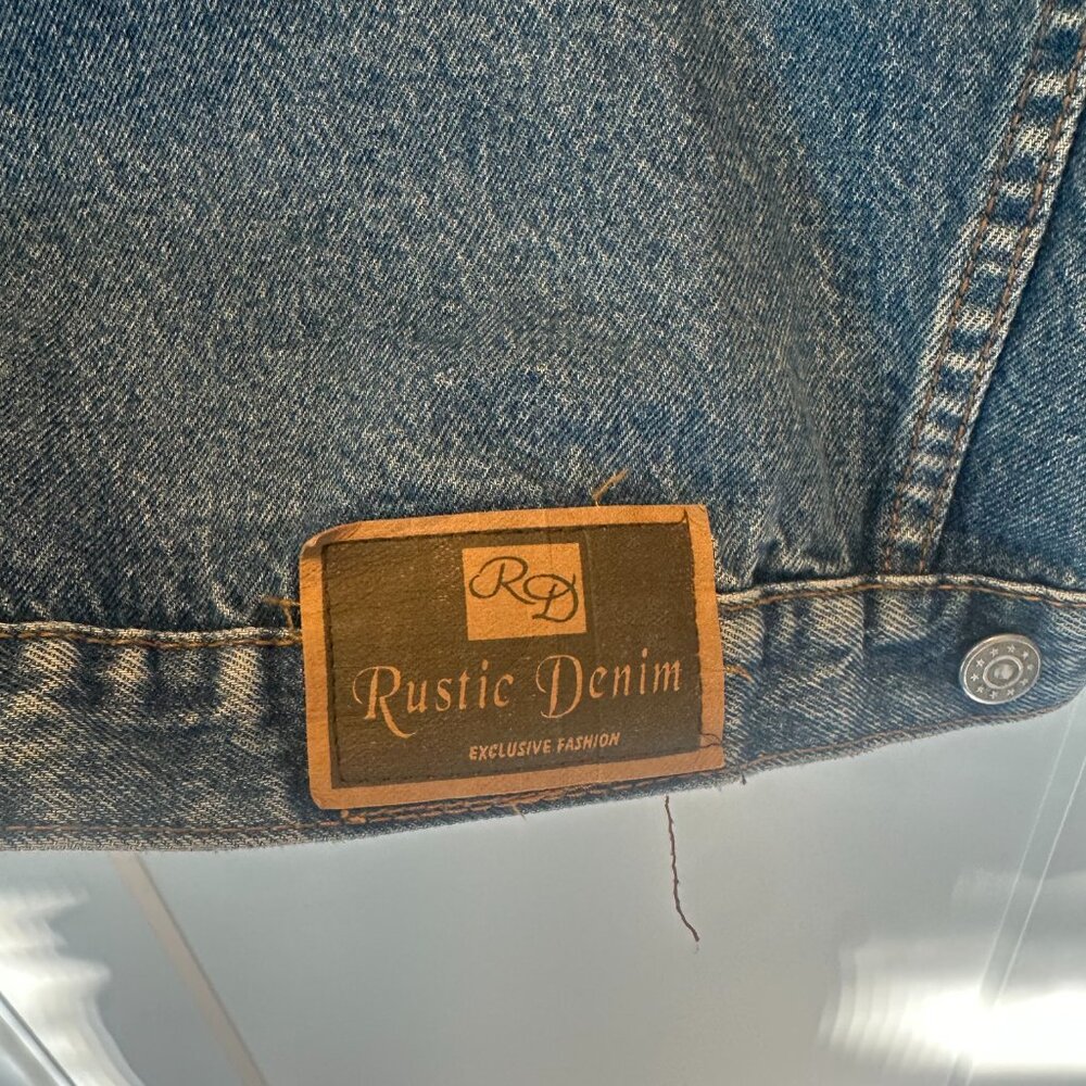Vintage Rustic Denim Women’s Jean Jacket Denim Biker Size Medium - Picture 4 of 4